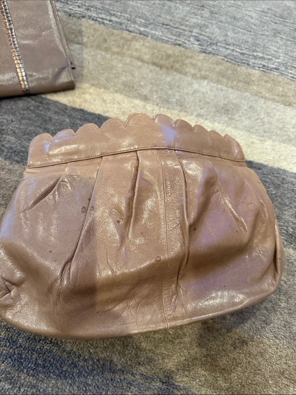Charles joudan Women’s Scallop-Top Leather Clutch in tan
